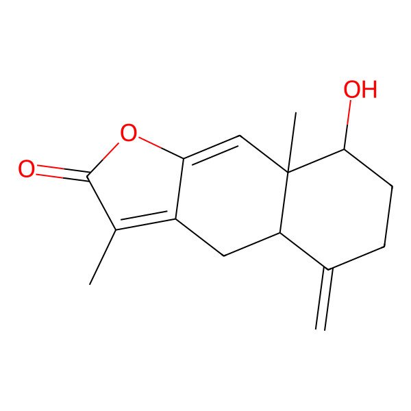 2D Structure of 8-hydroxy-3,8a-dimethyl-5-methylidene-4a,6,7,8-tetrahydro-4H-benzo[f][1]benzofuran-2-one