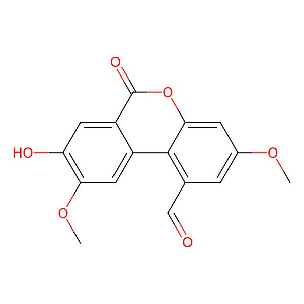 2D Structure of 8-Hydroxy-3,9-dimethoxy-6-oxobenzo[c]chromene-1-carbaldehyde