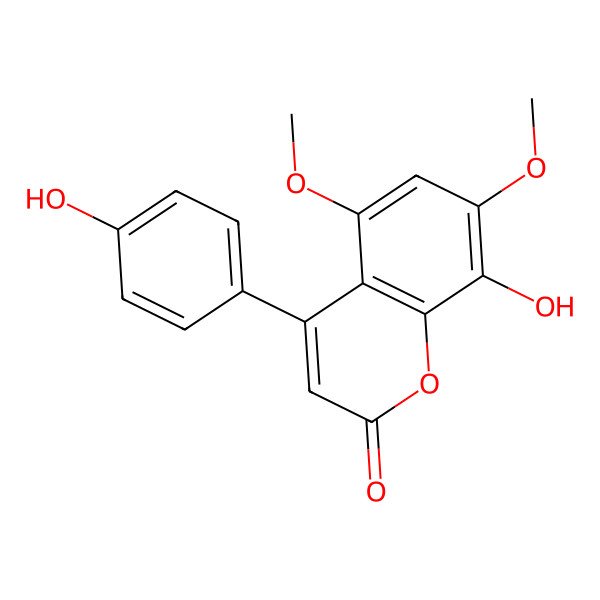 2D Structure of 8-Hydroxy-4-(4-hydroxyphenyl)-5,7-dimethoxychromen-2-one