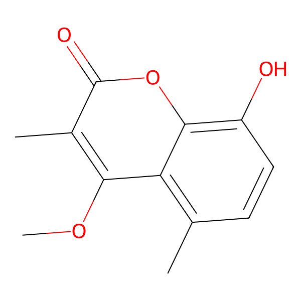 2D Structure of 8-Hydroxy-4-methoxy-3,5-dimethylchromen-2-one