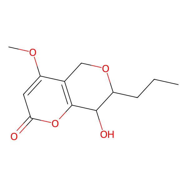 2D Structure of 8-hydroxy-4-methoxy-7-propyl-7,8-dihydro-5H-pyrano[4,3-b]pyran-2-one