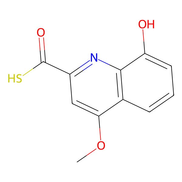 2D Structure of 8-hydroxy-4-methoxyquinoline-2-carbothioic S-acid