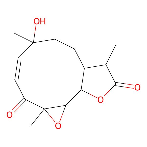 2D Structure of 8-Hydroxy-4,8,12-trimethyl-3,14-dioxatricyclo[9.3.0.02,4]tetradec-6-ene-5,13-dione