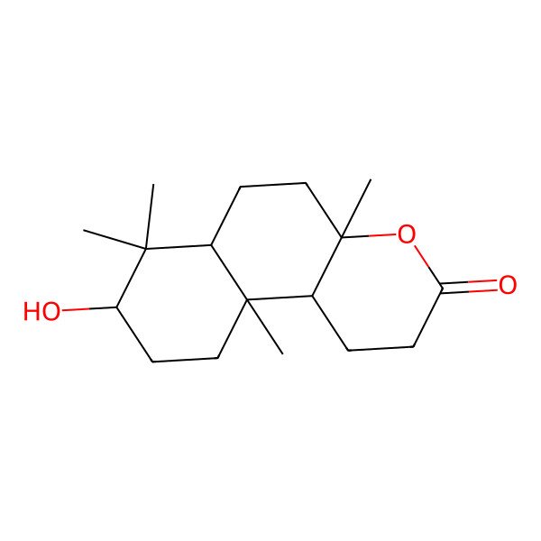 2D Structure of 8-hydroxy-4a,7,7,10a-tetramethyl-2,5,6,6a,8,9,10,10b-octahydro-1H-benzo[f]chromen-3-one