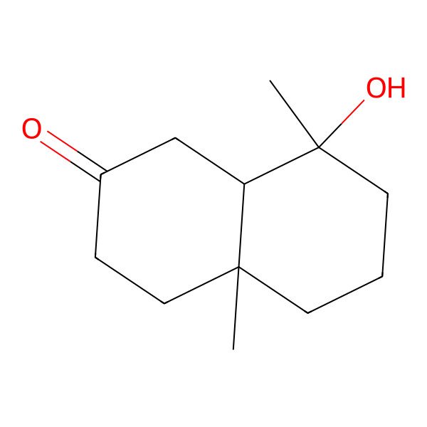 2D Structure of 8-hydroxy-4a,8-dimethyl-3,4,5,6,7,8a-hexahydro-1H-naphthalen-2-one