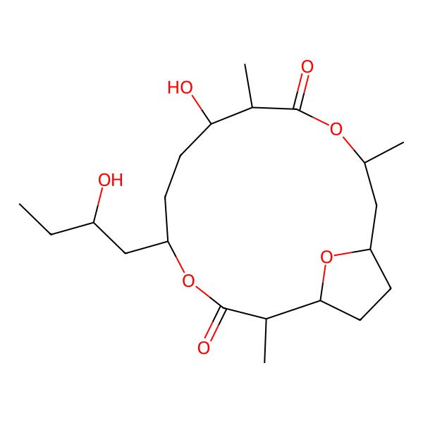 2D Structure of 8-Hydroxy-5-(2-hydroxybutyl)-2,9,12-trimethyl-4,11,17-trioxabicyclo[12.2.1]heptadecane-3,10-dione