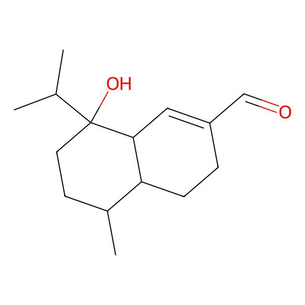 2D Structure of 8-hydroxy-5-methyl-8-propan-2-yl-4,4a,5,6,7,8a-hexahydro-3H-naphthalene-2-carbaldehyde