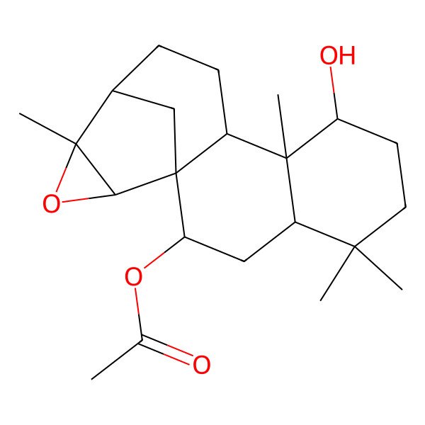 2D Structure of (8-Hydroxy-5,5,9,14-tetramethyl-15-oxapentacyclo[11.3.1.01,10.04,9.014,16]heptadecan-2-yl) acetate