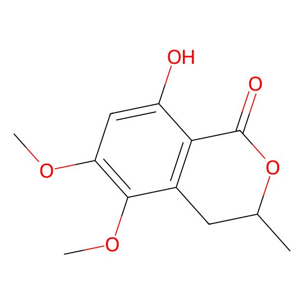 2D Structure of 8-Hydroxy-5,6-dimethoxy-3-methyl-3,4-dihydroisochromen-1-one