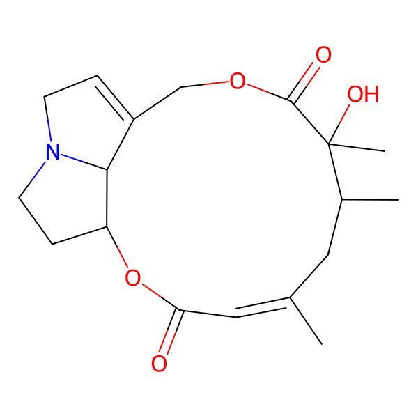 2D Structure of 8-Hydroxy-5,7,8-trimethyl-2,10-dioxa-15-azatricyclo[10.5.1.015,18]octadeca-4,12-diene-3,9-dione