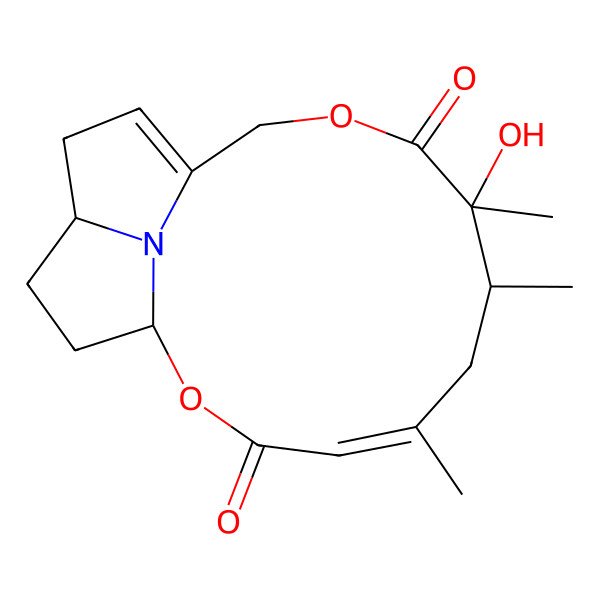 2D Structure of 8-Hydroxy-5,7,8-trimethyl-2,10-dioxa-18-azatricyclo[10.5.1.015,18]octadeca-4,12-diene-3,9-dione