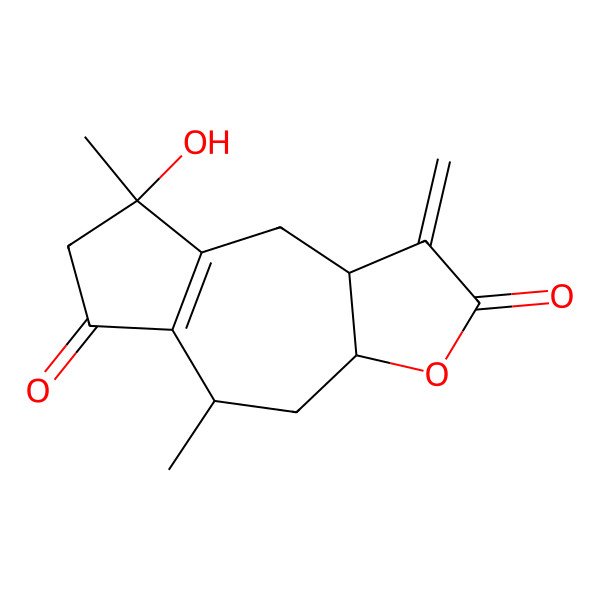 2D Structure of 8-Hydroxy-5,8-dimethyl-1-methylidene-3a,4,5,7,9,9a-hexahydroazuleno[6,5-b]furan-2,6-dione