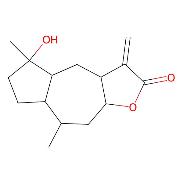 2D Structure of 8-hydroxy-5,8-dimethyl-1-methylidene-4,5,5a,6,7,8a,9,9a-octahydro-3aH-azuleno[6,5-b]furan-2-one