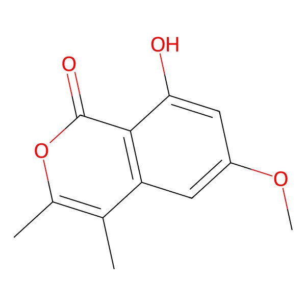 2D Structure of 8-Hydroxy-6-methoxy-3,4-dimethylisochromen-1-one