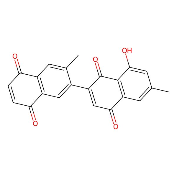 2D Structure of 8-Hydroxy-6-methyl-2-(3-methyl-5,8-dioxonaphthalen-2-yl)naphthalene-1,4-dione 2D Structure of 8-Hydroxy-6-methyl-2-(3-methyl-5,8-dioxonaphthalen-2-yl)naphthalene-1,4-dione