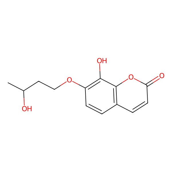 2D Structure of 8-hydroxy-7-[(3S)-3-hydroxybutoxy]chromen-2-one