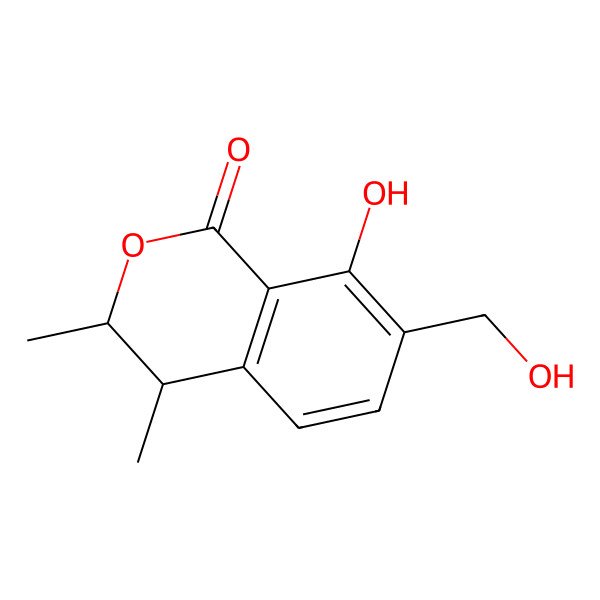 2D Structure of 8-Hydroxy-7-(hydroxymethyl)-3,4-dimethyl-3,4-dihydroisochromen-1-one
