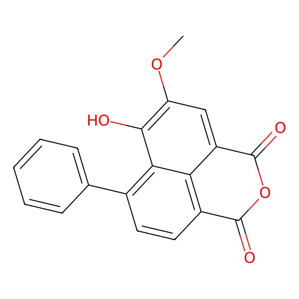 2D Structure of 8-Hydroxy-7-methoxy-10-phenyl-3-oxatricyclo[7.3.1.05,13]trideca-1(13),5,7,9,11-pentaene-2,4-dione