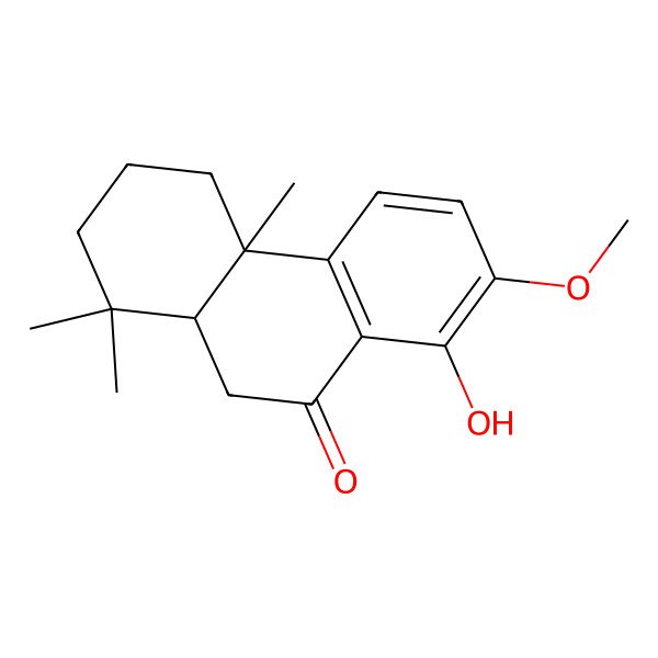 2D Structure of 8-hydroxy-7-methoxy-1,1,4a-trimethyl-3,4,10,10a-tetrahydro-2H-phenanthren-9-one 2D Structure of 8-hydroxy-7-methoxy-1,1,4a-trimethyl-3,4,10,10a-tetrahydro-2H-phenanthren-9-one