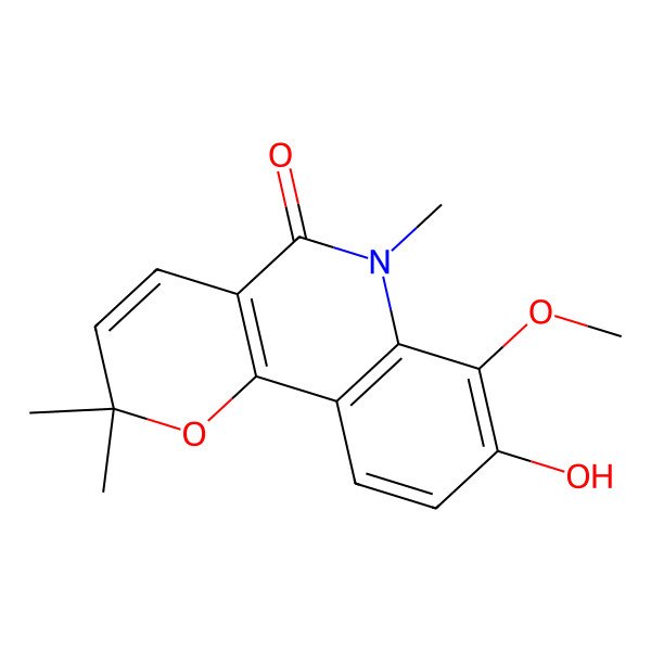 2D Structure of 8-Hydroxy-7-methoxy-2,2,6-trimethylpyrano[3,2-c]quinolin-5-one