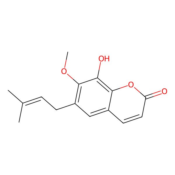 2D Structure of 8-Hydroxy-7-methoxy-6-(3-methylbut-2-enyl)chromen-2-one