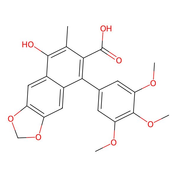 2D Structure of 8-Hydroxy-7-methyl-5-(3,4,5-trimethoxyphenyl)benzo[f][1,3]benzodioxole-6-carboxylic acid