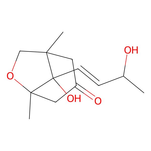 2D Structure of 8-Hydroxy-8-(3-hydroxybut-1-enyl)-1,5-dimethyl-6-oxabicyclo[3.2.1]octan-3-one