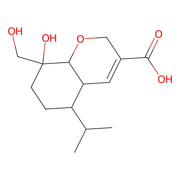 2D Structure of 8-Hydroxy-8-(hydroxymethyl)-5-propan-2-yl-2,4a,5,6,7,8a-hexahydrochromene-3-carboxylic acid