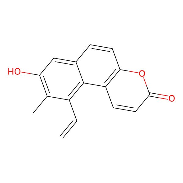 2D Structure of 10-Ethenyl-8-hydroxy-9-methylbenzo[f]chromen-3-one