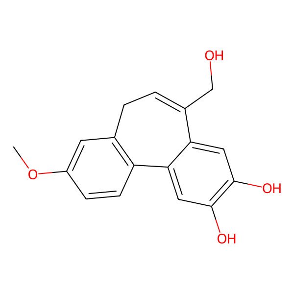 2D Structure of 8-(Hydroxymethyl)-13-methoxytricyclo[9.4.0.02,7]pentadeca-1(11),2,4,6,8,12,14-heptaene-4,5-diol