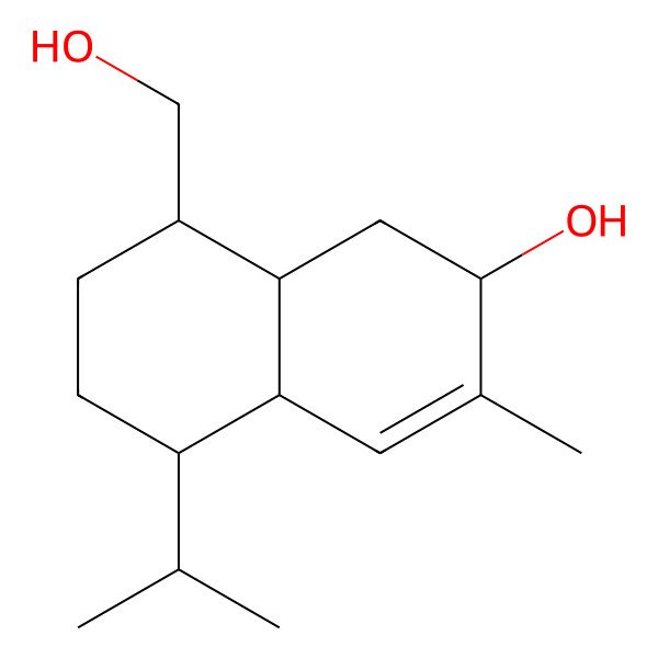 2D Structure of 8-(Hydroxymethyl)-3-methyl-5-propan-2-yl-1,2,4a,5,6,7,8,8a-octahydronaphthalen-2-ol