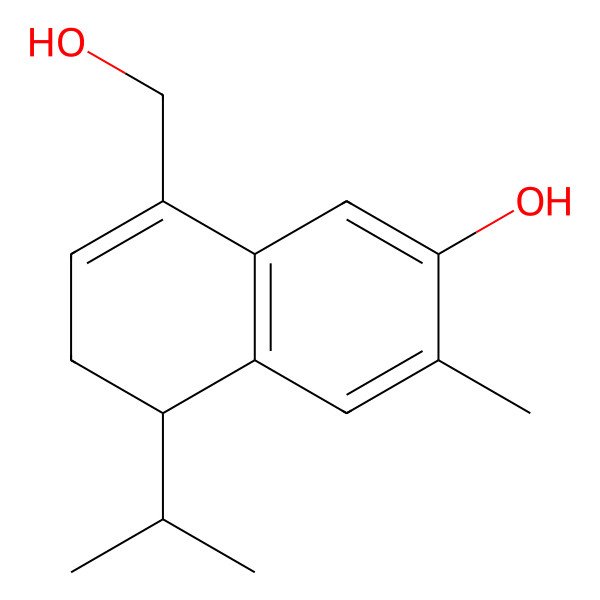 2D Structure of 8-(Hydroxymethyl)-3-methyl-5-propan-2-yl-5,6-dihydronaphthalen-2-ol