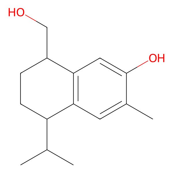 2D Structure of 8-(Hydroxymethyl)-3-methyl-5-propan-2-yl-5,6,7,8-tetrahydronaphthalen-2-ol
