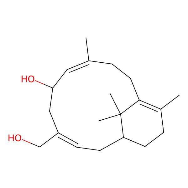 2D Structure of 8-(Hydroxymethyl)-4,14,15,15-tetramethylbicyclo[9.3.1]pentadeca-1(14),4,8-trien-6-ol