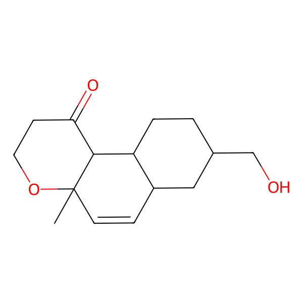 2D Structure of 8-(hydroxymethyl)-4a-methyl-3,6a,7,8,9,10,10a,10b-octahydro-2H-benzo[f]chromen-1-one