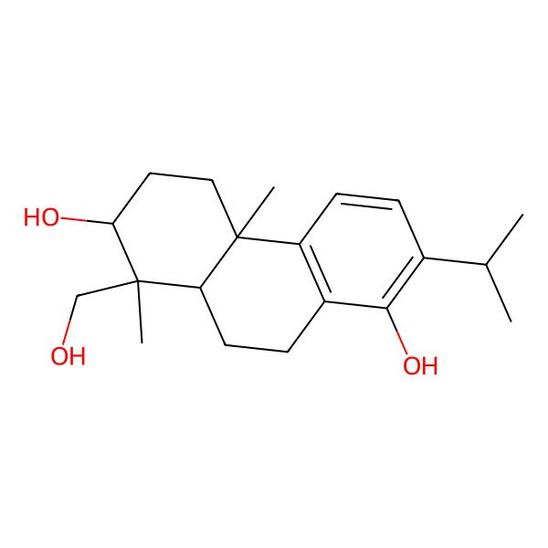 2D Structure of 8-(Hydroxymethyl)-4b,8-dimethyl-2-propan-2-yl-5,6,7,8a,9,10-hexahydrophenanthrene-1,7-diol