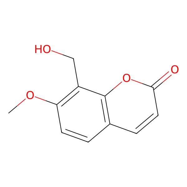 2D Structure of 8-(Hydroxymethyl)-7-methoxy-2h-1-benzopyran-2-one