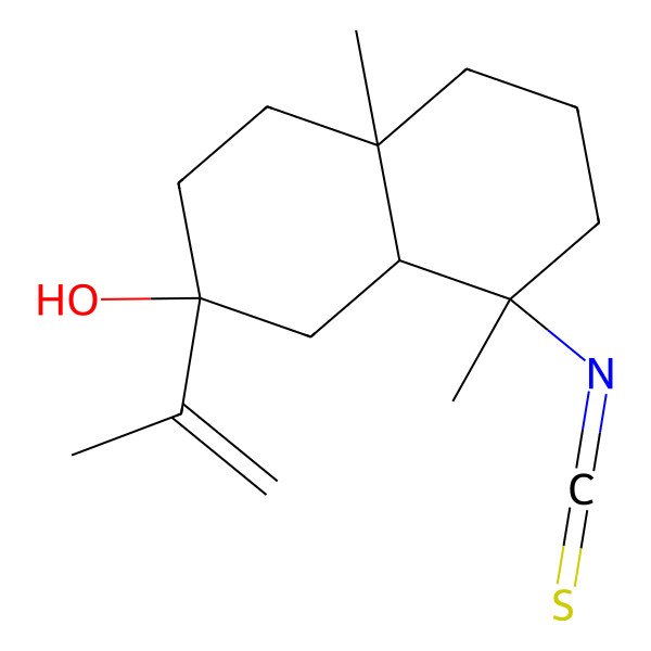 2D Structure of 8-isothiocyanato-4a,8-dimethyl-2-prop-1-en-2-yl-3,4,5,6,7,8a-hexahydro-1H-naphthalen-2-ol