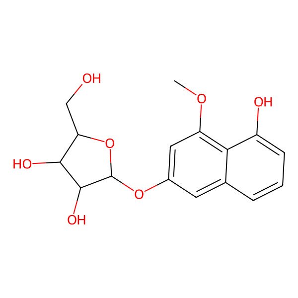 2D Structure of 8-Methoxy-1-naphthalenol-6-O-alpha-D-ribofuranoside