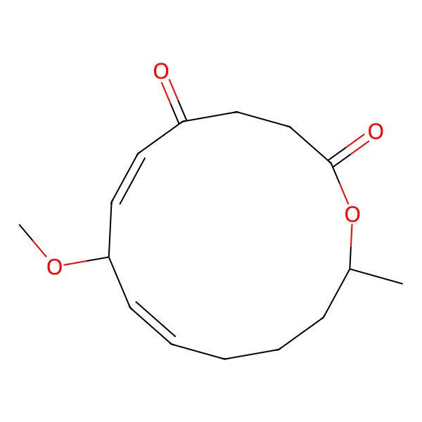 2D Structure of 8-Methoxy-14-methyl-1-oxacyclotetradeca-6,9-diene-2,5-dione