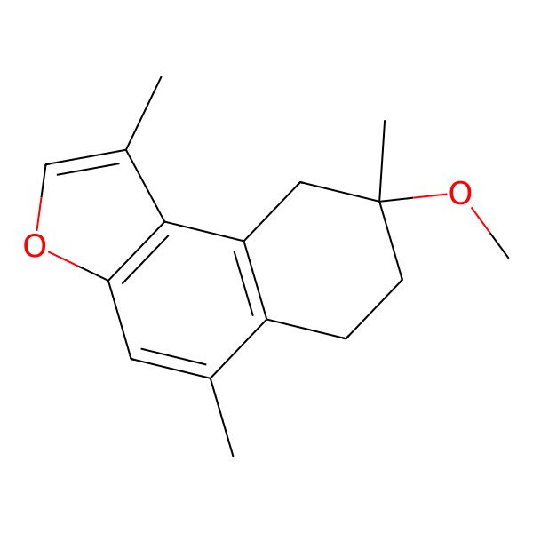 2D Structure of 8-methoxy-1,5,8-trimethyl-7,9-dihydro-6H-benzo[e][1]benzofuran