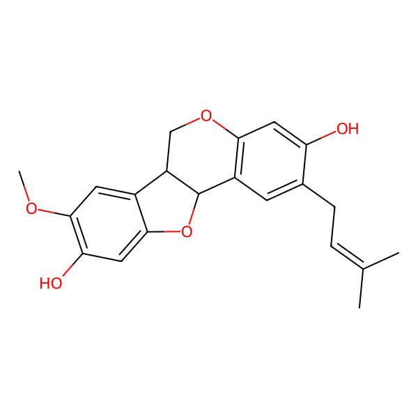 2D Structure of 8-methoxy-2-(3-methylbut-2-enyl)-6a,11a-dihydro-6H-[1]benzofuro[3,2-c]chromene-3,9-diol