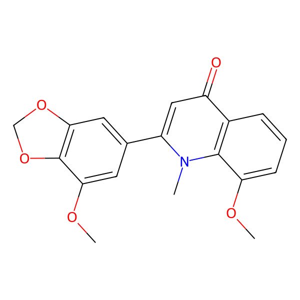 2D Structure of 8-Methoxy-2-(7-methoxy-1,3-benzodioxol-5-yl)-1-methylquinolin-4-one