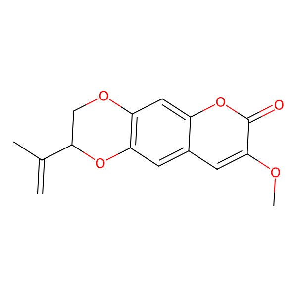 2D Structure of 8-Methoxy-2-prop-1-en-2-yl-2,3-dihydropyrano[2,3-g][1,4]benzodioxin-7-one