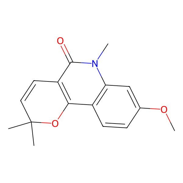 2D Structure of 8-Methoxy-2,2,6-trimethylpyrano[3,2-c]quinolin-5-one