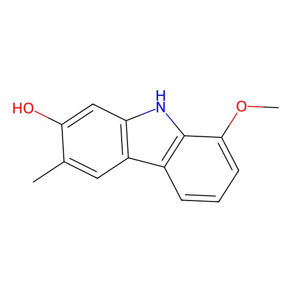 2D Structure of 8-methoxy-3-methyl-9H-carbazol-2-ol
