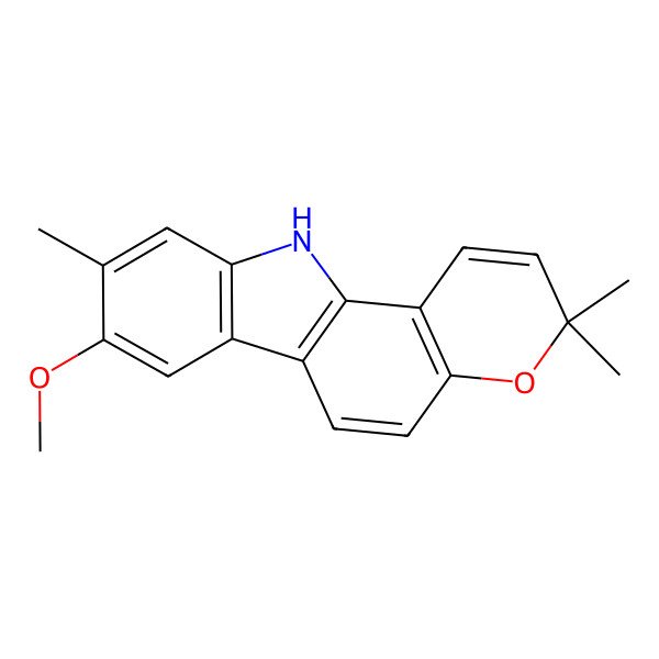 2D Structure of 8-methoxy-3,3,9-trimethyl-11H-pyrano[3,2-a]carbazole
