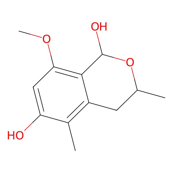 2D Structure of 8-methoxy-3,5-dimethyl-3,4-dihydro-1H-isochromene-1,6-diol