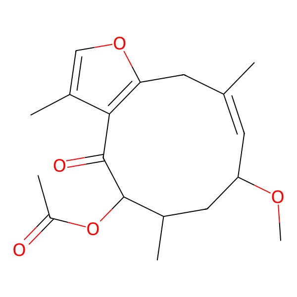 2D Structure of 2-Methoxy-5-acetoxy-fruranogermacr-1(10)-en-6-one
