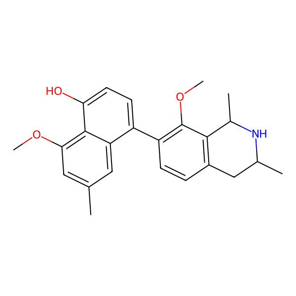 2D Structure of 8-Methoxy-4-(8-methoxy-1,3-dimethyl-1,2,3,4-tetrahydroisoquinolin-7-yl)-6-methylnaphthalen-1-ol